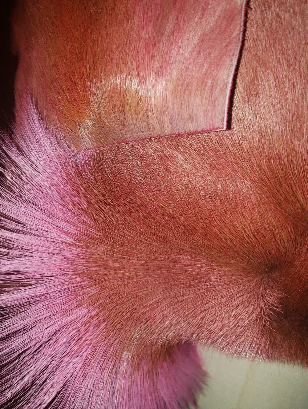 Custom 1 Of 1 XL message Bag Pink Browns Made Of Springbok Fur Lined In Suede.